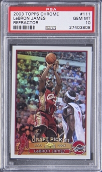 2003-04 Topps Chrome Refractors #111 LeBron James Rookie Card – PSA GEM MT 10